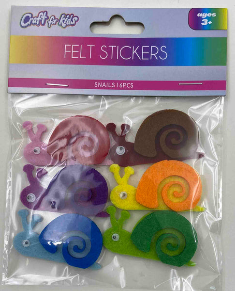 6 PCS 3D FELT STICKERS - SNAIL