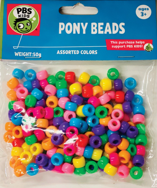 Pony Beads-Clear Assorted Colors 50G