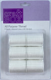 CB-2618 - 6 SPOOLS ALL PURPOSE THREAD - WHITE - INNER PACKING 24 PCS