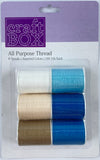 CB-2623 - 6 SPOOLS ALL PURPOSE THREAD - SEASIDE - INNER PACKING 24 PCS