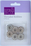 CB-2637 - 6 PCS METAL SEWING MACHINE BOBBINS - THREADED -  INNER PACKING 24 PCS
