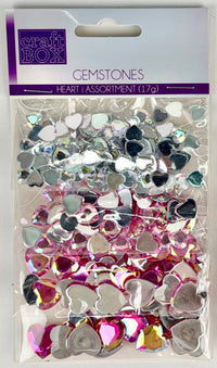 SEQUINS GEMS ASSORTED COLORS 17g - HEART - INNER PACKING 24 PCS