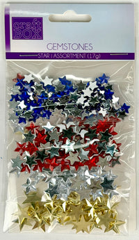 SEQUINS GEMS ASSORTED COLORS 17g - STAR - INNER PACKING 24 PCS