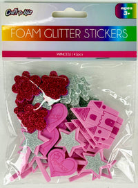 GLITTER FOAM STICKERS - PRINCESS - INNER PACKING 24 PCS